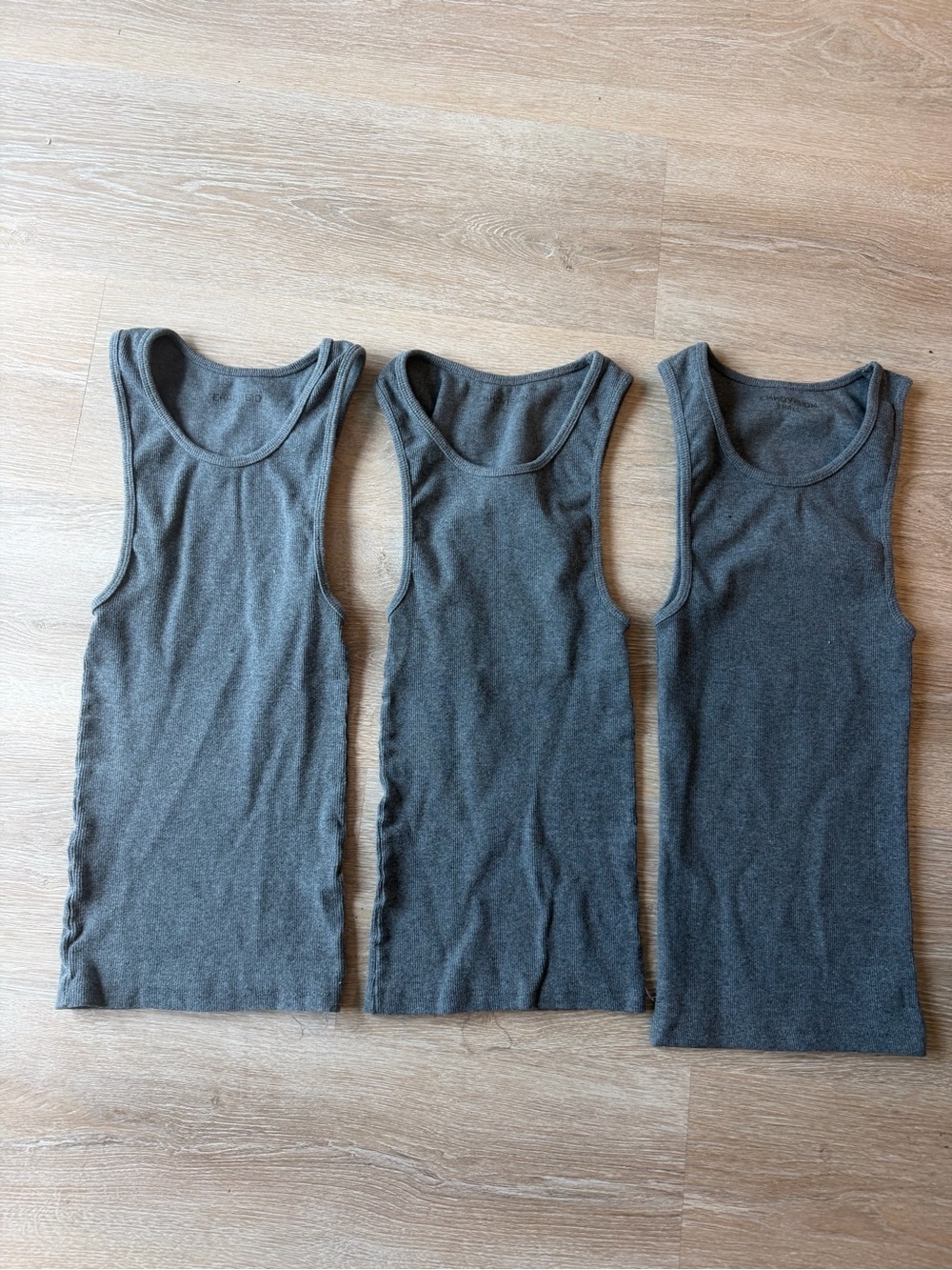 Classic Men's Grey Ribbed Stretch Tank Top - Ekkovision size small set of 3